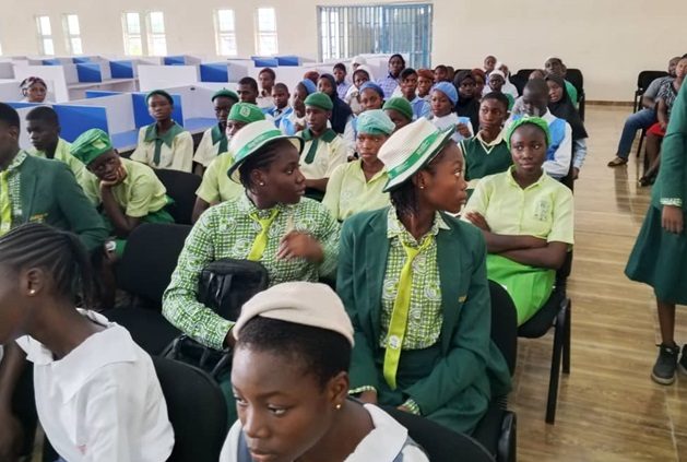School pupils sharing a joyful moment