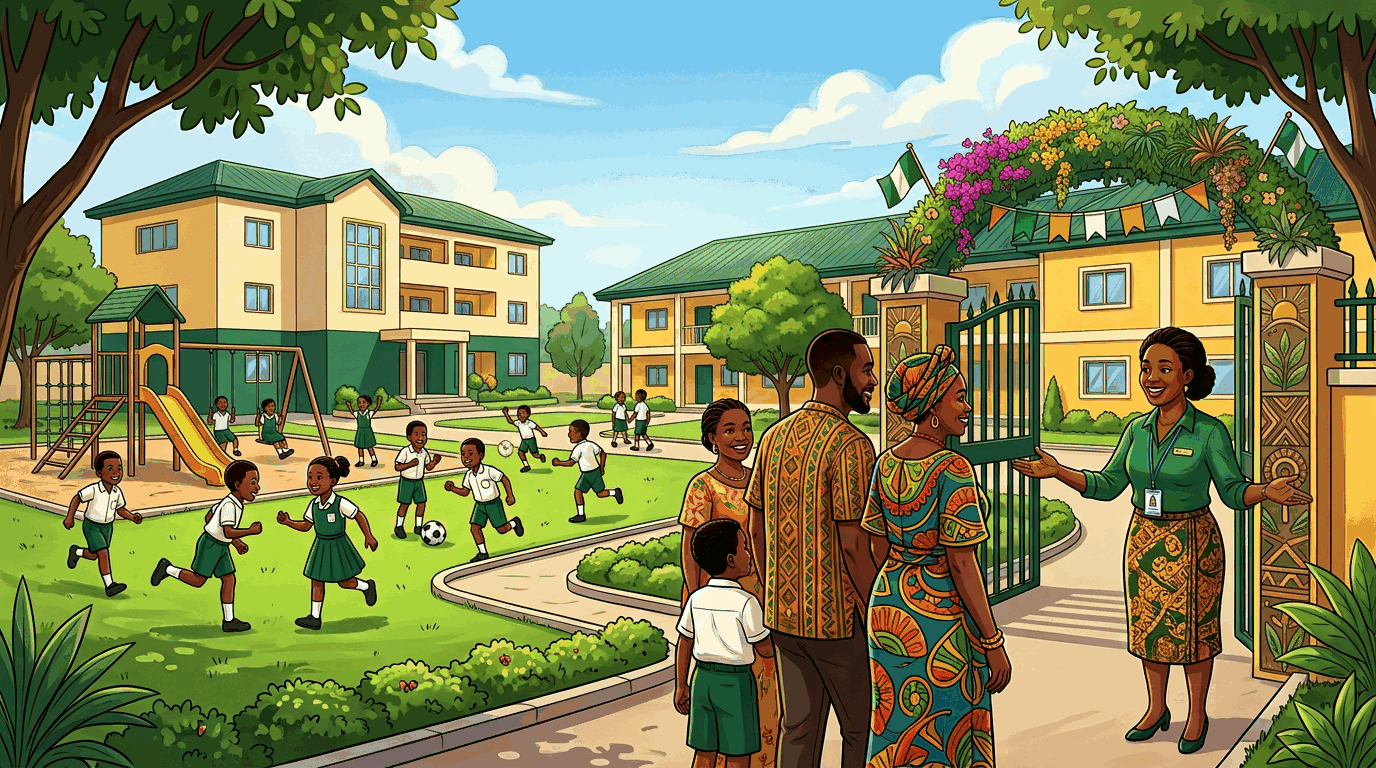 Parents touring Treasure Academy on open day